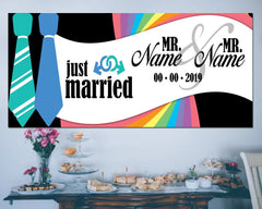 Just Married Banner Mr and Mr Gay Wedding Banner, LGBTQ Rainbow Wedding Sign, Gay Wedding Ideas Party Decor, Same Sex Banner GraphixPlace
