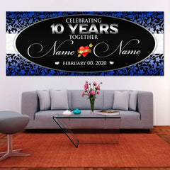 10th Wedding Anniversary Banner Personalized Sign Happy 10th Anniversary Sign Personalized Party Backdrop Decor Wedding Anniversary Banner GraphixPlace