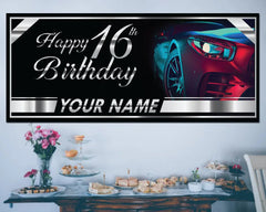 16th Birthday Party Custom Sweet 16 Birthday Banner Boys 16th Birthday Banner Happy 16th Birthday Boy Banner 16th Birthday Backdrop multiple Sizes GraphixPlace