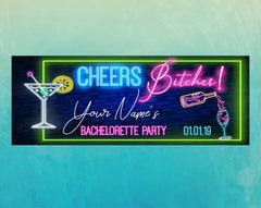 Bachelorette Party Banner Personalized Cheer Bitches Bachelorette Party Sign Banner, Custom Name & Date Print Bachelorette Party Decoration GraphixPlace