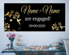 Engagement Banner Custom Name Photo Backdrop Engagement Sign Decor, Wedding Engagement Banner Party Backdrop Engagement Ideas GraphixPlace