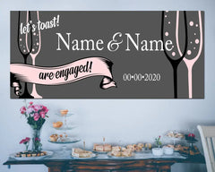 Personalized Engagement Banner Let's Toast, Custom Name Banner Engagement Sign, Engagement Decor Party Banner, Engagement Ideas Prop Sign GraphixPlace