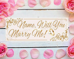 Will You Marry Me Banner Personalized Text Marriage Proposal Vinyl Banner Elegant 4'x10' GraphixPlace