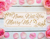 Image of Will You Marry Me Banner Personalized Text Marriage Proposal Vinyl Banner Elegant 4'x10' GraphixPlace