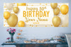Image of 50th Birthday Banner, Personalized Custom banner, Adult Happy Birthday Banner Backdrop, Balloon Birthday Poster Sign ideas 30" x 6' GraphixPlace