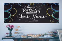 25th Birthday Banner Personalized Custom Banner, Adult Happy Birthday banner backdrop sign, Birthday Party poster ideas decor,  30"x 6' GraphixPlace