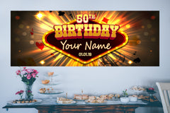 50th Birthday Banner, Personalized Custom Birthday Banner, Adult 50th Birthday Backdrop Banner, Vegas Ideas Happy birthday sign multiple Sizes GraphixPlace