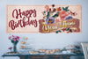 Image of Flower Birthday Banner Personalized Birthday Custom Banner, Floral theme Banner Sign ideas, Birthday Photo Backdrop, multiple Sizes GraphixPlace
