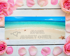 Will You Marry Me Engagement Banner Personalized Text Marriage Proposal Vinyl Banner Sandy Beach 18"x4' GraphixPlace