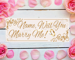 Will You Marry Me Banner Personalized Text Marriage Proposal Rose design Vinyl Banner 3'x8' GraphixPlace