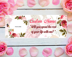 Will You Marry Me Engagement Banner Personalized Text Marriage Proposal Vinyl Banner Flower 3'x8' GraphixPlace