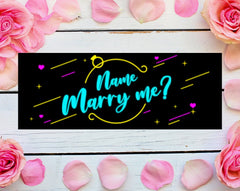Will You Marry Me Banner Personalized Text Marriage Proposal Vinyl Banner Lite Sign 3'x8' GraphixPlace