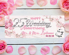 Happy 25th Wedding Anniversary Banner, Silver Anniversary Banner | Parents Anniversary | 25 years marriage | 25th Anniversary | 18" x 4' GraphixPlace