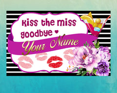 Kiss the Miss Goodbye Bachelorette Banner, Photo Backdrop Bachelorette Ideas Decoration, Personalized Bachelorette Party Sign Banner GraphixPlace