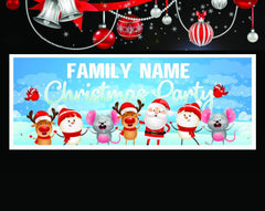 Snowing Christmas Party Personalized Family Name Banner GraphixPlace