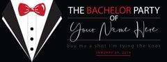Bachelor knot party banner Photo backdrop Buy me a shot I'm tying the knot Strippers design decoration ideas 3' x 8' GraphixPlace