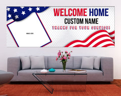Welcome Home Banner Custom Banner Home Sweet Home Military Photo Banner Welcome Home Sign Memorial Day Banner Patriotic Banner GraphixPlace