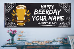 Beer Birthday Banner, Personalized Custom banner, Adult Happy Birthday Banner Backdrop, Beer Birthday Sign Poster Ideas decor, 30" x 6' GraphixPlace