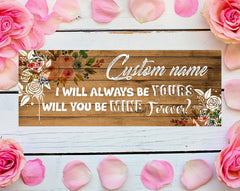 Will You Marry Me Engagement Banner Personalized Text Marriage Proposal Vinyl Banner Wood Design 3'x8' GraphixPlace