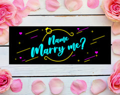 Will You Marry Me Banner Personalized Text Marriage Proposal Vinyl Banner Lite Sign 18"x4' GraphixPlace