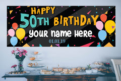 50th Birthday Banner Personalized Custom Party Banner, Adult Happy Birthday banner backdrop sign, Birthday Party poster ideas decor multiple Sizes GraphixPlace