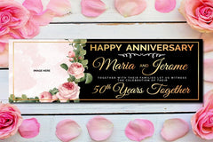 50th Wedding Anniversary Banner Parents Party Golden Anniversary Sign Golden Wedding Happy 50th Years Together Vinyl Photo Backdrop GraphixPlace