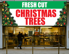 Fresh Cut Christmas Tree Sign Holiday Custom Vinyl Banners GraphixPlace