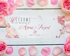 Wedding Banner Personalized custom Banner, Wedding Banner Flower Backdrop, Printable Reception banner, Wedding ideas decor sign, 3' x 8' GraphixPlace