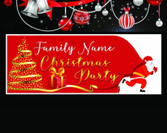 Gold Ribbon Merry Christmas Personalized Party Banner GraphixPlace