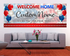 Welcome Home Military Banner | | Personalized Banner | Memorial Day Banner | Patriotic Banner | Vinyl Indoor/Outdoor  Sign GraphixPlace