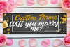 Image of Will You Marry Me Banner, Season of Love Engagement Banner, Marry me Ideas Vinyl Banner, Engaged Party Banner, Custom Vinyl Banner GraphixPlace