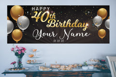 Birthday Banner Personalized Custom Birthday Banner, Adult 40th Birthday Backdrop Banner, Confetti Ideas Happy birthday sign, multiple Sizes GraphixPlace