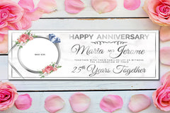 25th Wedding Anniversary Banner Happy Silver Anniversary Sign Custom Anniversary Party Decor Parents Anniversary Photo Backdrop GraphixPlace