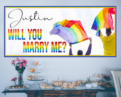 LGBTQ Will You Marry me banner, Gay Pride Engagement Banner Engagement Decor, Rainbow Engagement LGBTQ Sign  Banner Multiple Size GraphixPlace