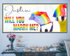Image of LGBTQ Will You Marry me banner, Gay Pride Engagement Banner Engagement Decor, Rainbow Engagement LGBTQ Sign  Banner Multiple Size GraphixPlace