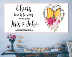 Engagement Banner, Cheers Love is Brewing Custom Name Banner Engagement Party Decor Engagement Sign Backdrop Engagement Ideas Multiple Sizes GraphixPlace