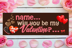 Personalized Name Will You Be My Valentine Chocolate Heart Banner GraphixPlace