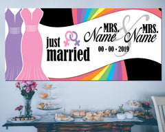 Just Married Lesbian Wedding Banner Mrs and Mrs Banner, LGBTQ Pride Weddings Sign Party Decor Ideas Backdrop, Same Sex Banner GraphixPlace