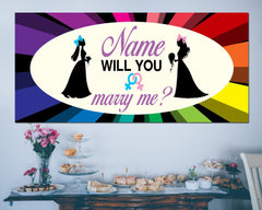 Personalized Will you Marry Me Banner, Mrs and Mrs Banner Lesbian Engagement Sign, Lesbian Wedding Lgbtq Party Banner, Multiple Sizes GraphixPlace