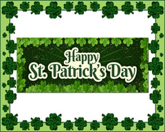 Happy St Patrick's Banner Green Leaf Clover Decor Sign GraphixPlace