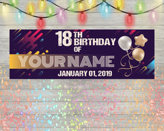 Happy 18th Birthday Banner, Personalized Sign Birthday Banner, Custom Name Birthday Banner, Birthday Party Decorations GraphixPlace