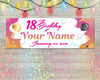 Image of 18th Birthday Banner, Custom Name Pink Gold Balloon, Personalized Birthday Sign, Birthday Party Decoration Vinyl  Outdoor Backdrop multiple Sizes GraphixPlace