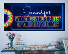 LGBTQ Engagement Banner, Will you Spent the Rest of your Life with me LGBTQ Proposal Sign Rainbow Engagement Decor Backdrop Multiple Sizes GraphixPlace