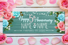 Happy Anniversary Banner Cheers to 5 Years Personalized Sign, 5th Wedding Anniversary ideas Party Decor 5th Wedding Year Sign GraphixPlace