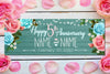 Image of Happy Anniversary Banner Cheers to 5 Years Personalized Sign, 5th Wedding Anniversary ideas Party Decor 5th Wedding Year Sign GraphixPlace