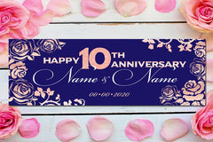 Wedding Anniversary Banner, Personalized Sign Happy 10th Anniversary Sign, Anniversary Party Decor Custom Anniversary Backdrop GraphixPlace