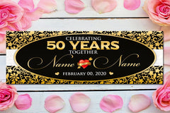 50th Wedding Anniversary Banner Personalized Happy Anniversary Banner Sign Golden Wedding Banner Party Decor Backdrop Parents Anniversary GraphixPlace