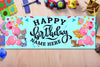 Image of Happy Birthday Banner Personalized Sign Nursery Kids Children Party Decoration Banner Custom Name Happy Birthday Vinyl Sign Multiple Sizes GraphixPlace