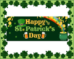 Happy St Patrick's Day Banner Lucky Irish Green Shamrock Sign GraphixPlace