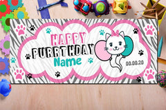 Cat Birthday Banner Happy Purrthday Sign Personalized Birthday Cat Sign Custom Kitty Cat Birthday Banner Party Decoration Vinyl Backdrop GraphixPlace